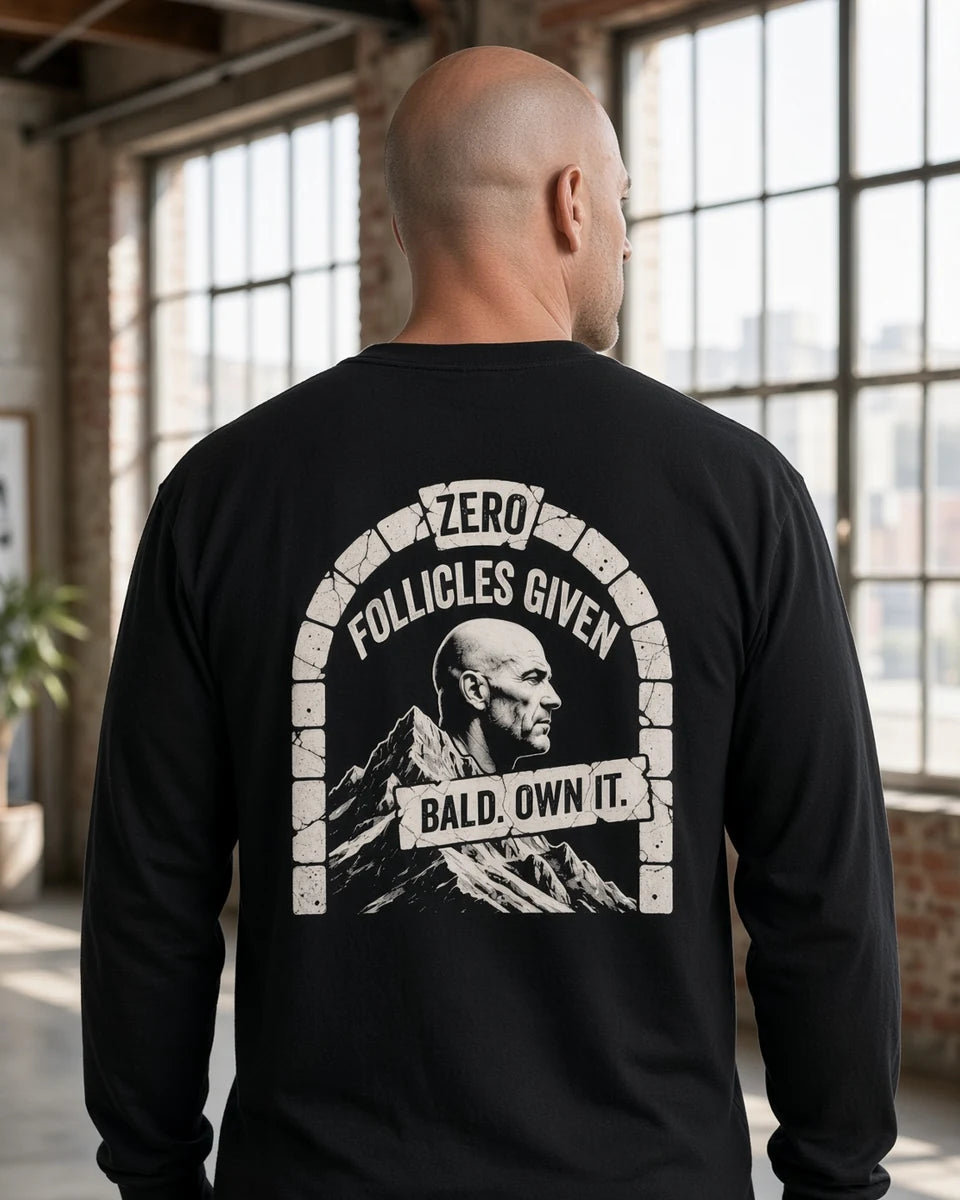 Zero Follicles Given Profile Emblem Unisex Long Sleeve T-Shirt — Black back