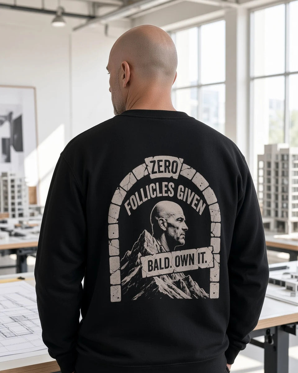 Zero Follicles Given Profile Emblem Unisex Crewneck Sweatshirt — Black back