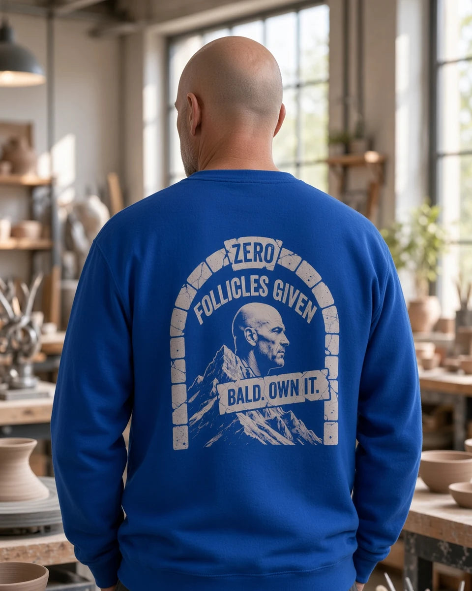 Zero Follicles Given Profile Emblem Unisex Crewneck Sweatshirt — Royal back