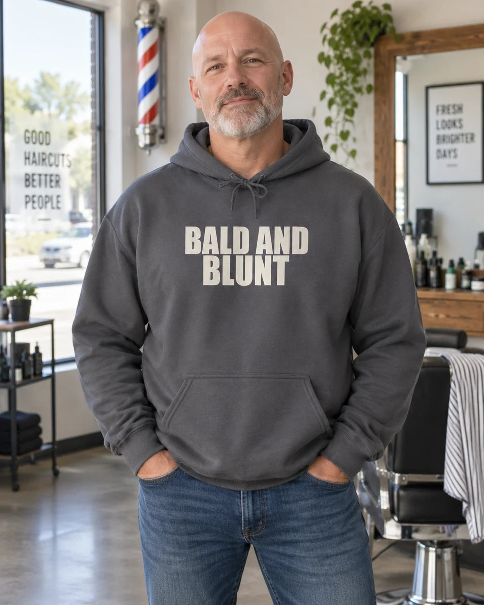 Bald And Blunt Unisex Pullover Hoodie — Charcoal front