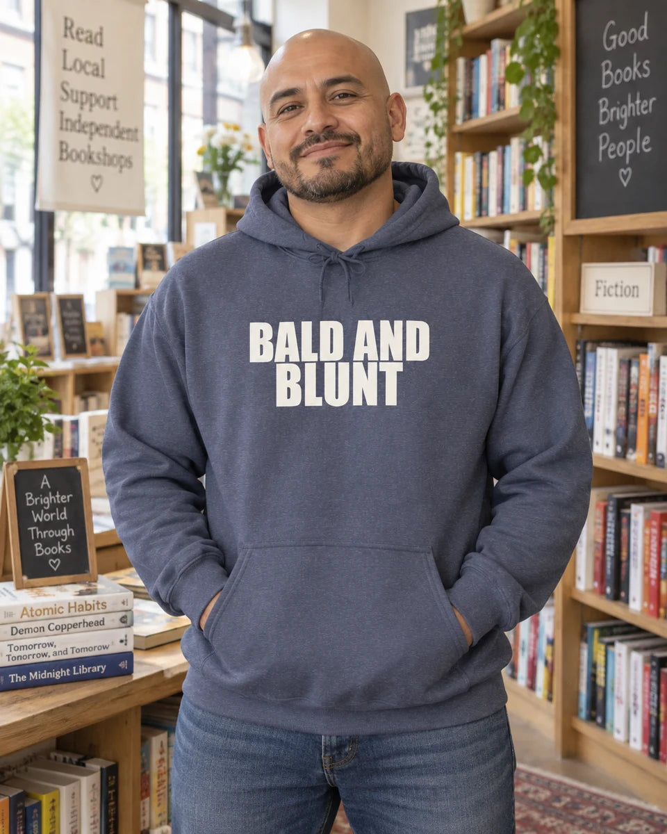 Bald And Blunt Unisex Pullover Hoodie — Heather Navy front