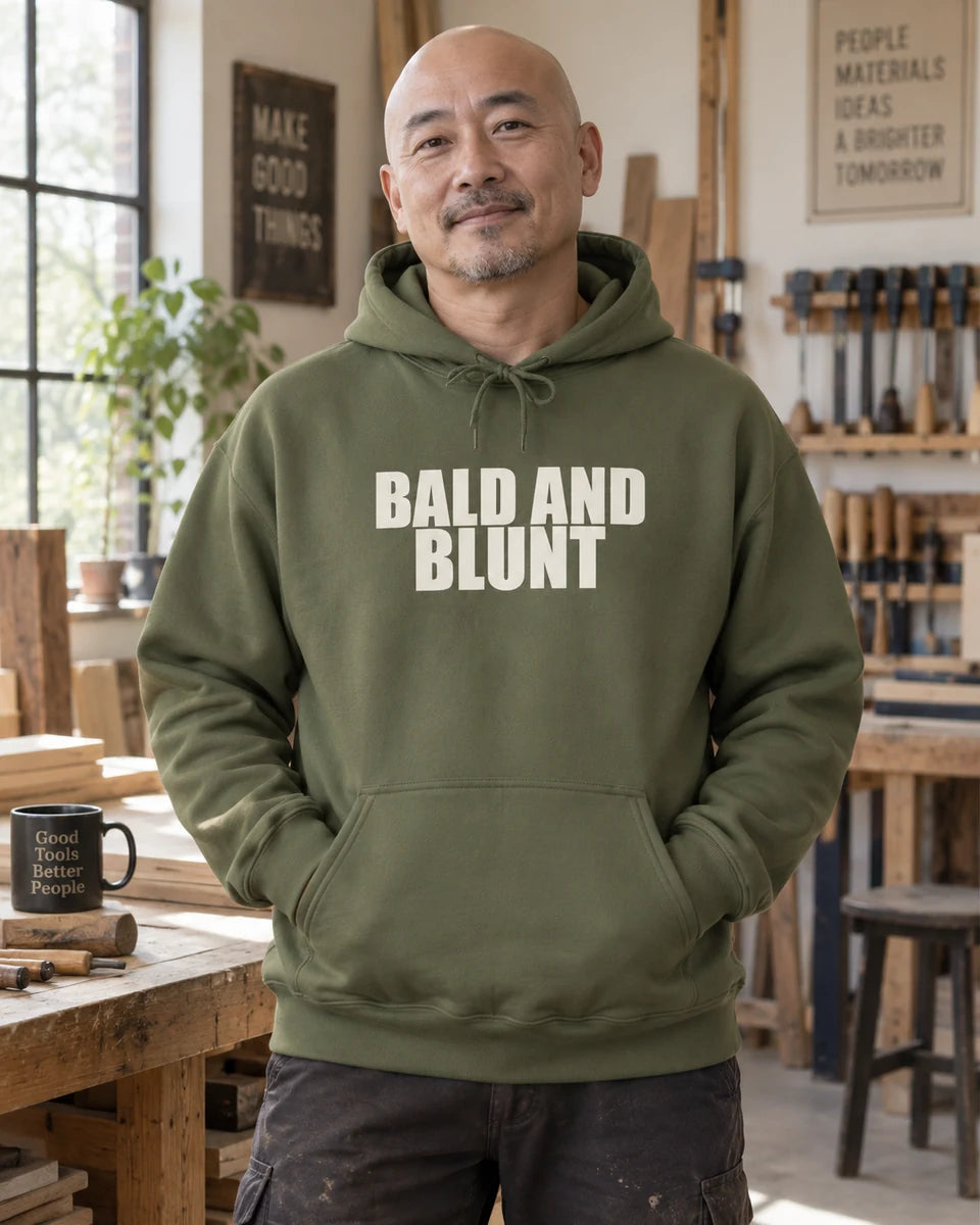 Bald And Blunt Unisex Pullover Hoodie — Military Green front