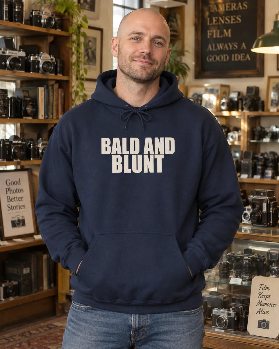 Bald And Blunt Unisex Pullover Hoodie — Navy front