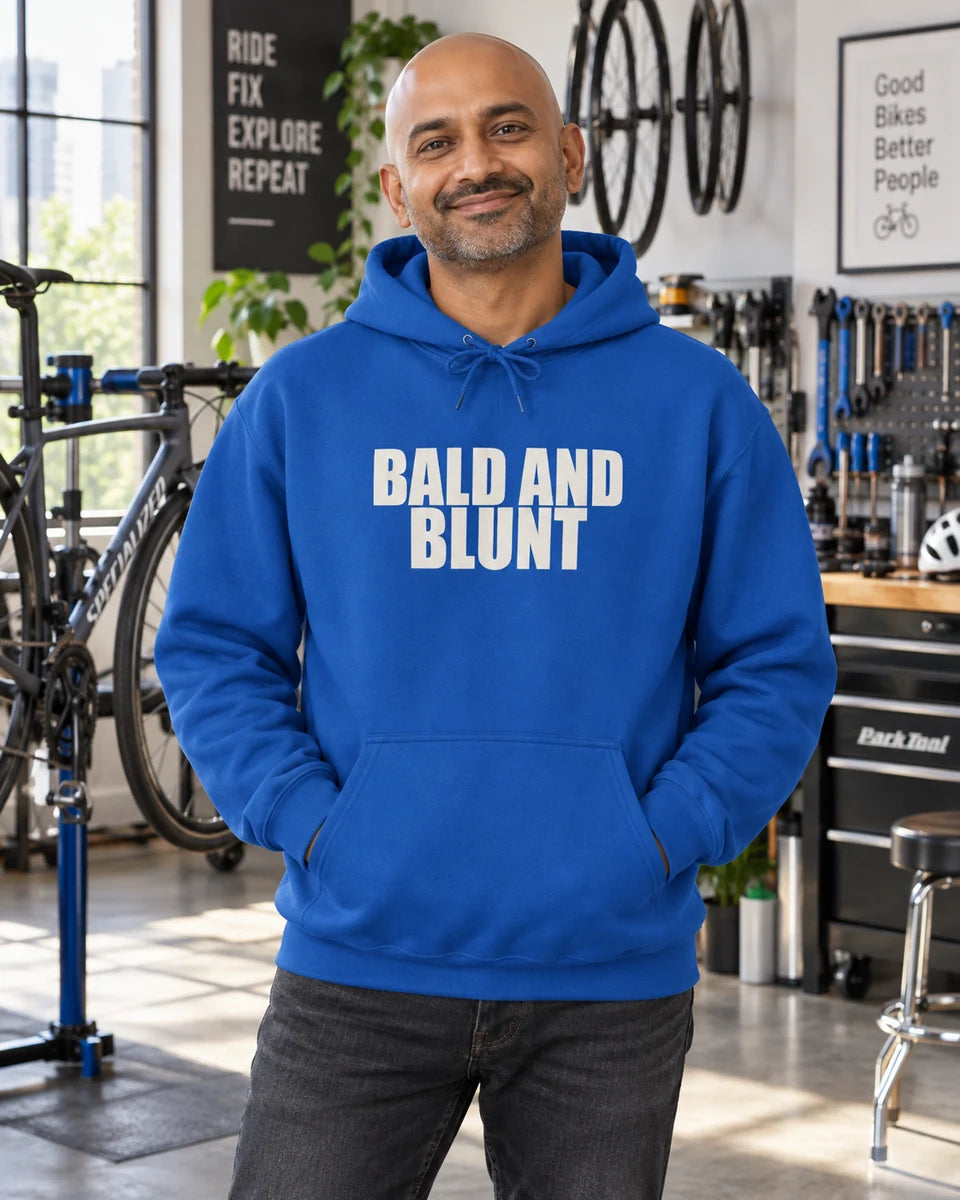 Bald And Blunt Unisex Pullover Hoodie — Royal front