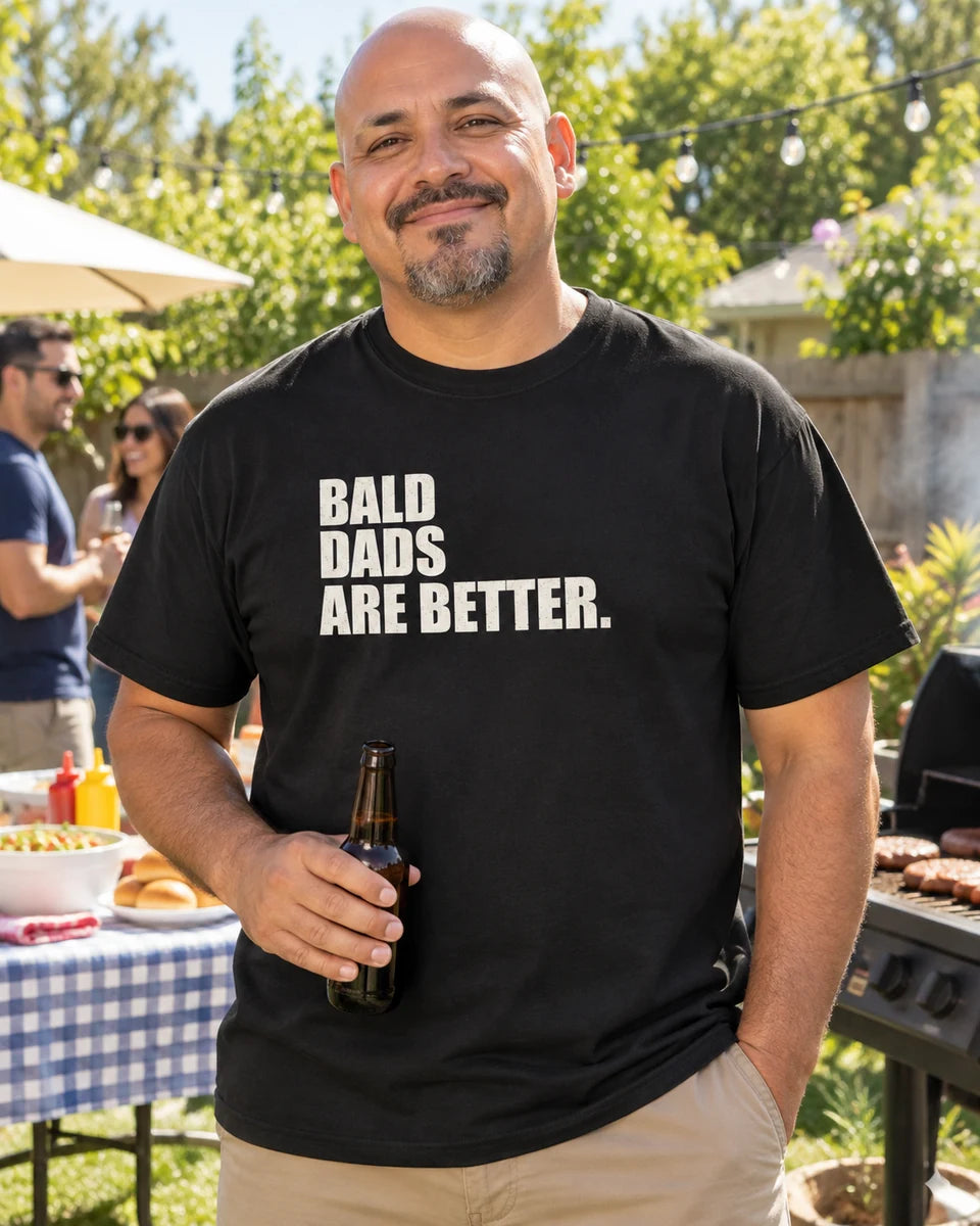 Bald Dads Are Better Unisex Heavyweight T-Shirt — Black front