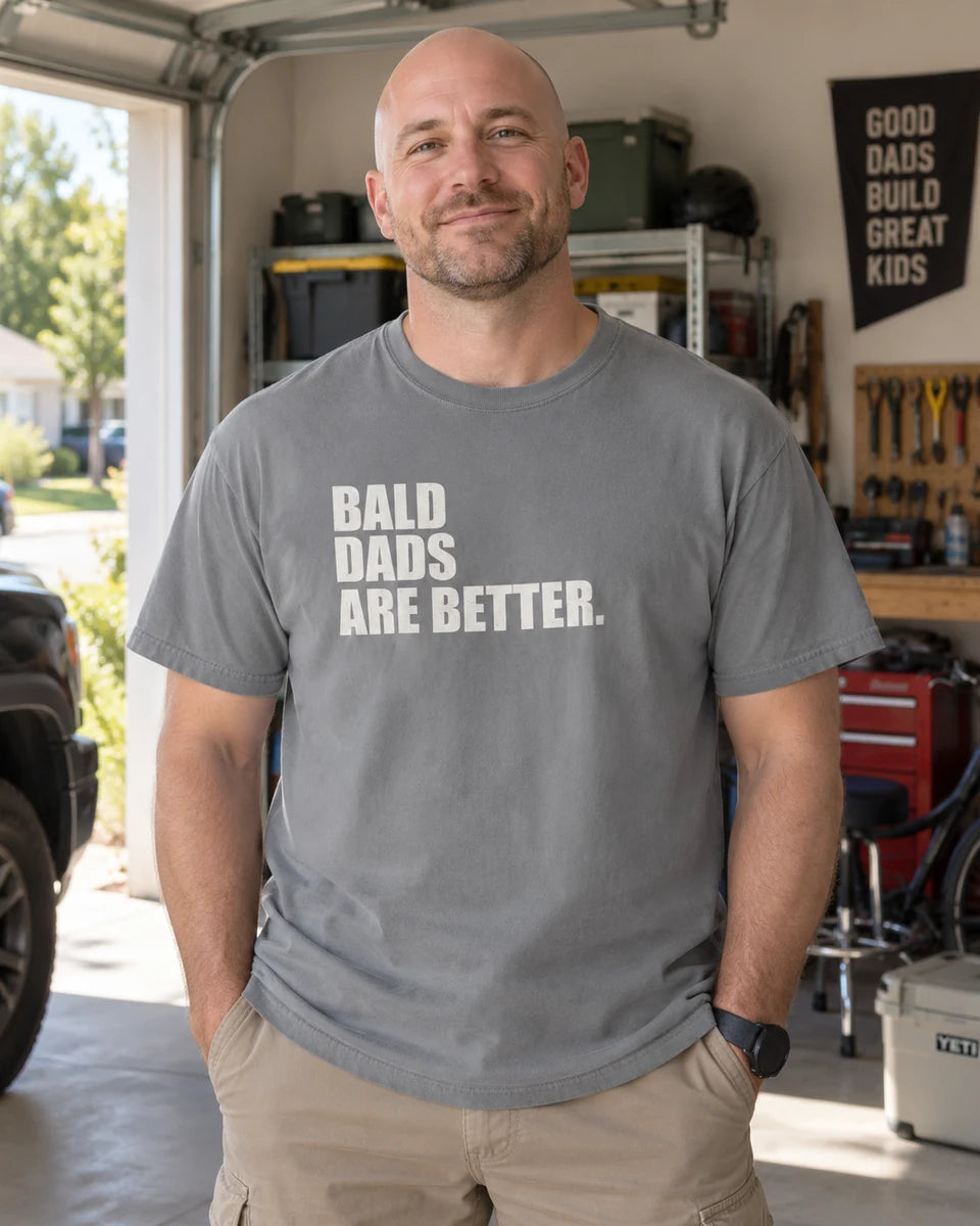 Bald Dads Are Better Unisex Heavyweight T-Shirt — Grey front