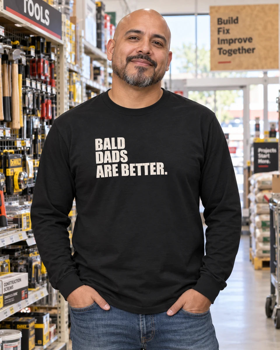 Bald Dads Are Better Unisex Long Sleeve T-Shirt — Black front