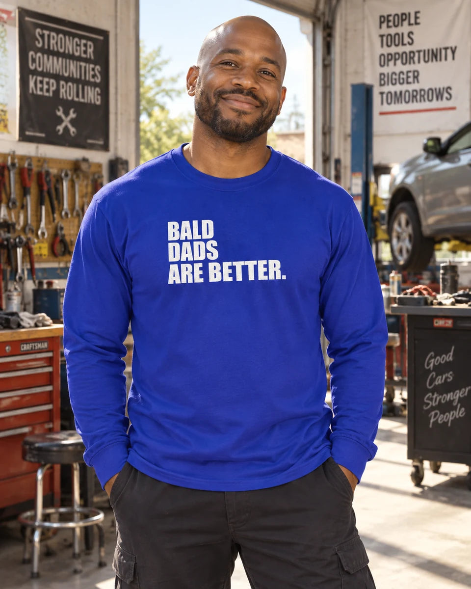 Bald Dads Are Better Unisex Long Sleeve T-Shirt — Royal front