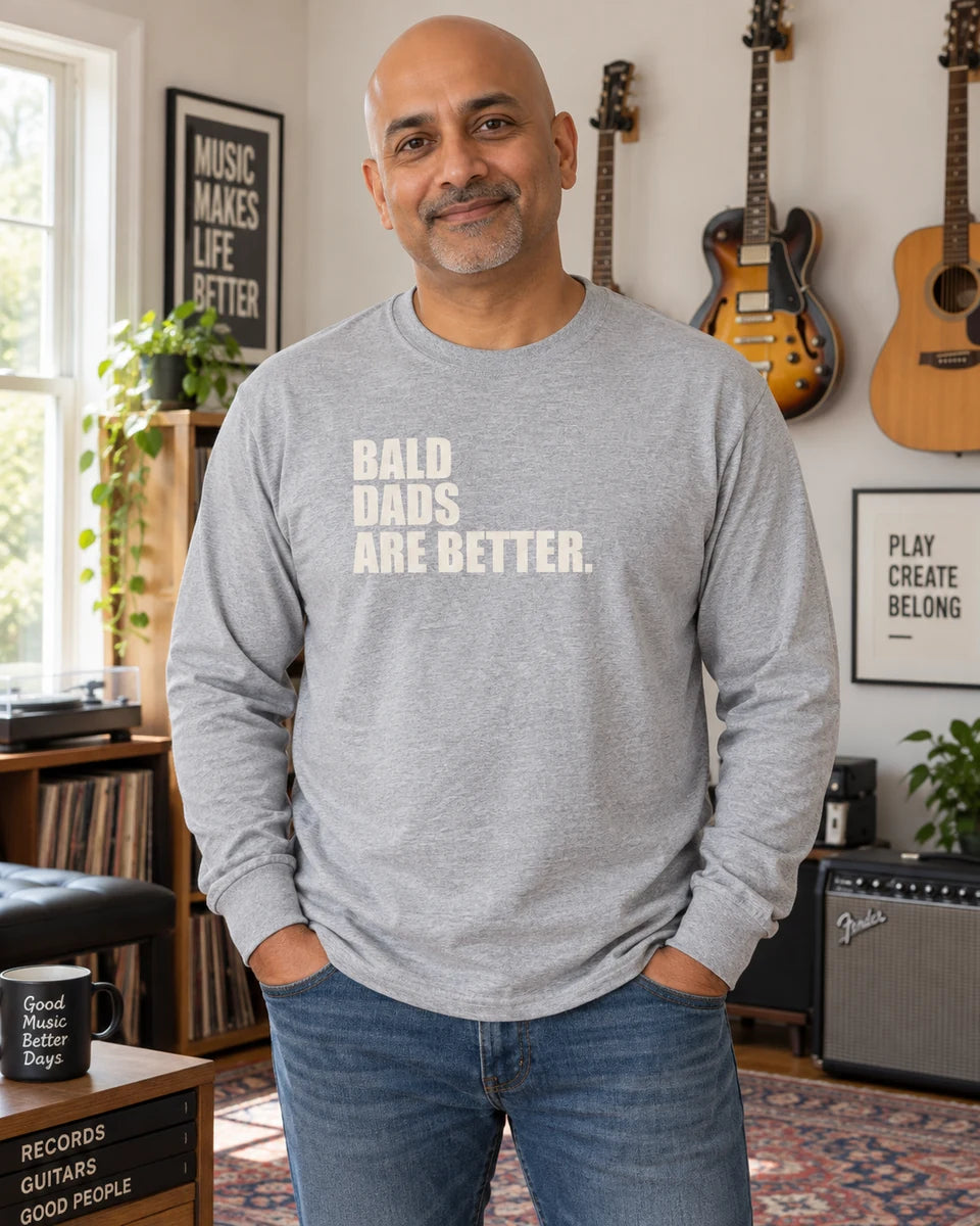 Bald Dads Are Better Unisex Long Sleeve T-Shirt — Sport Grey front