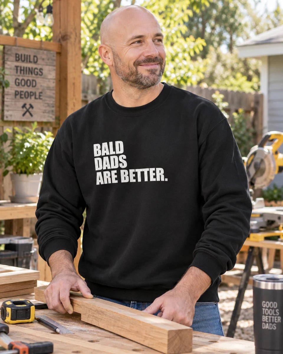 Bald Dads Are Better Unisex Crewneck Sweatshirt — Black front