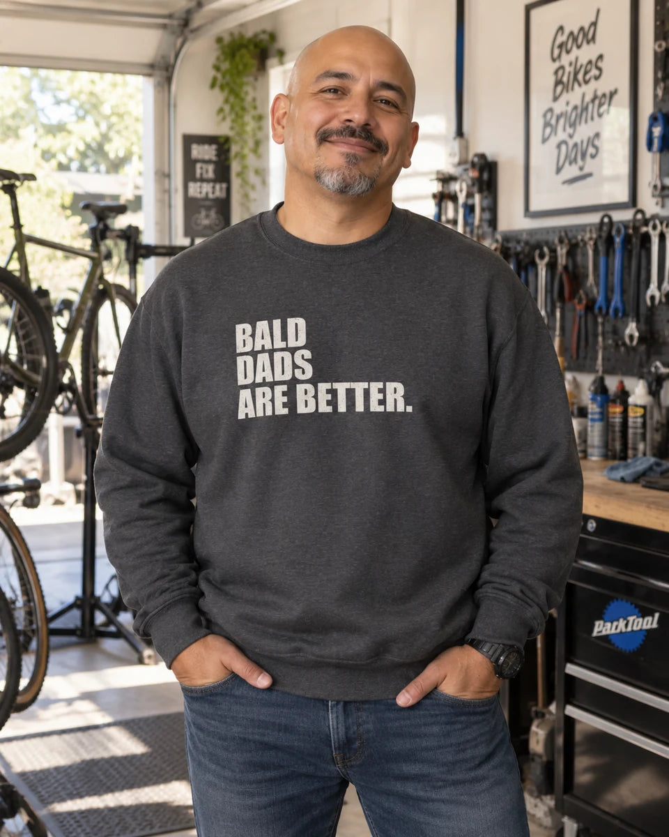 Bald Dads Are Better Unisex Crewneck Sweatshirt — Dark Heather front