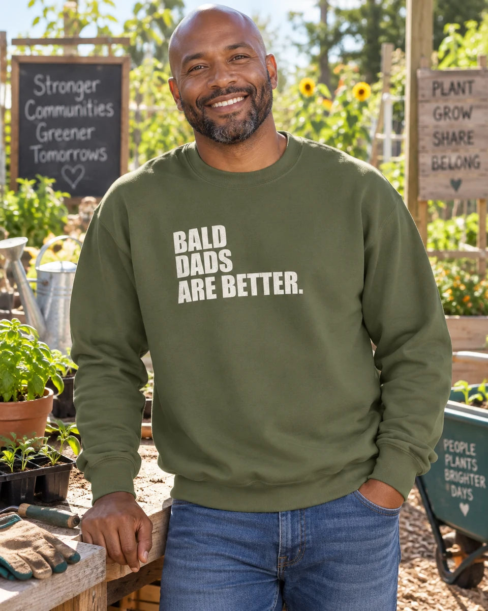 Bald Dads Are Better Unisex Crewneck Sweatshirt — Military Green front