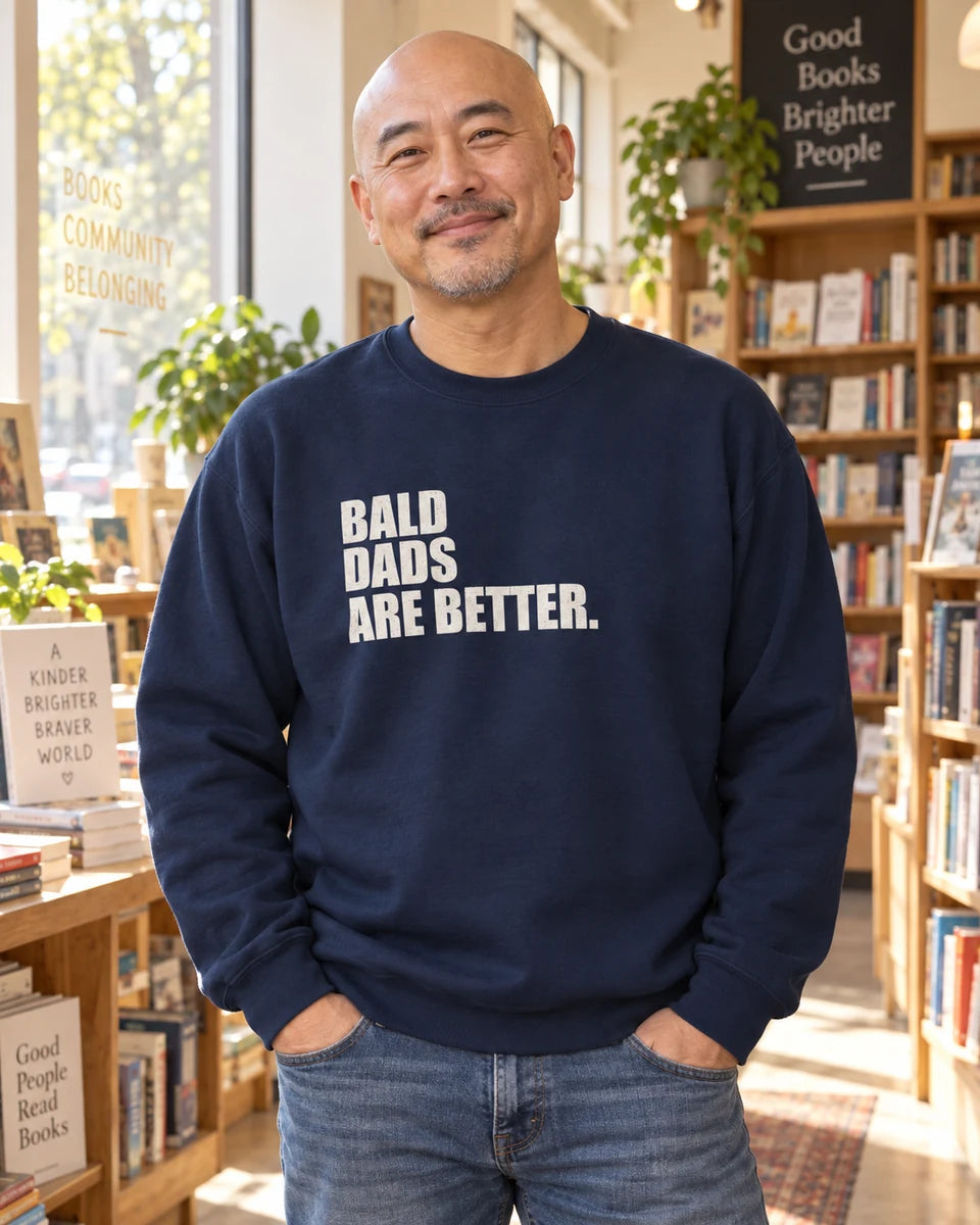 Bald Dads Are Better Unisex Crewneck Sweatshirt — Navy front