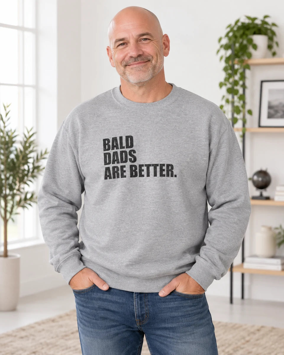Bald Dads Are Better Unisex Crewneck Sweatshirt — Sport Grey front