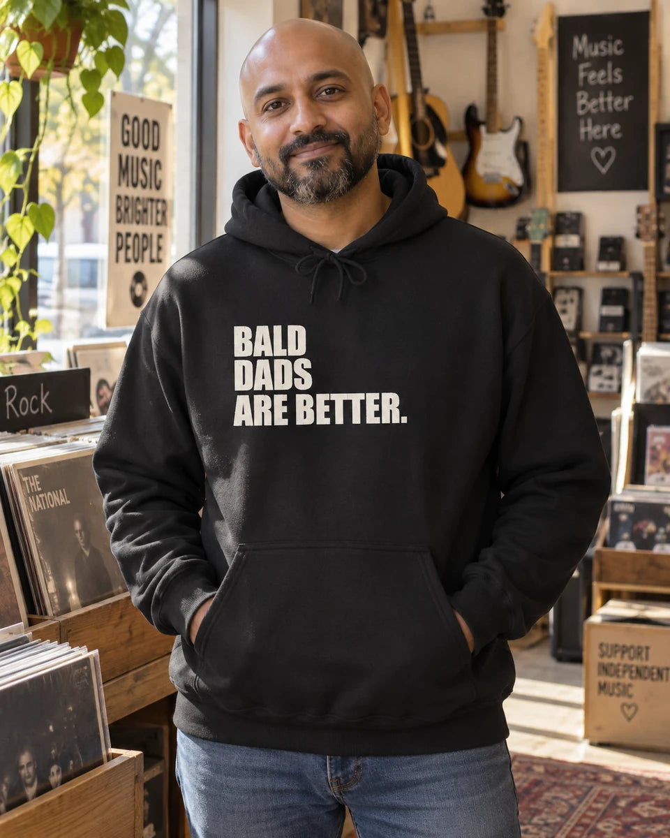 Bald Dads Are Better Unisex Pullover Hoodie — Black front