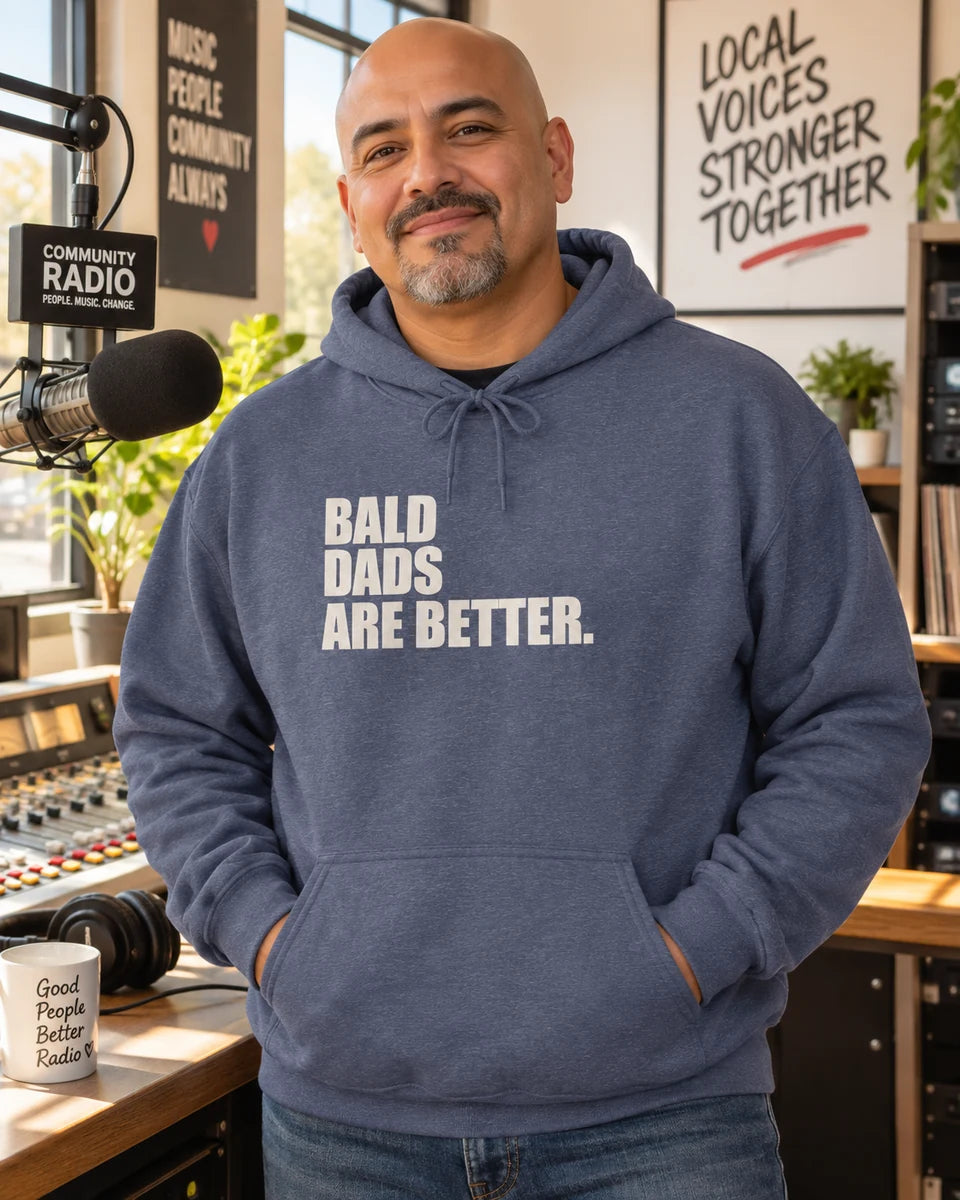 Bald Dads Are Better Unisex Pullover Hoodie — Heather Navy front