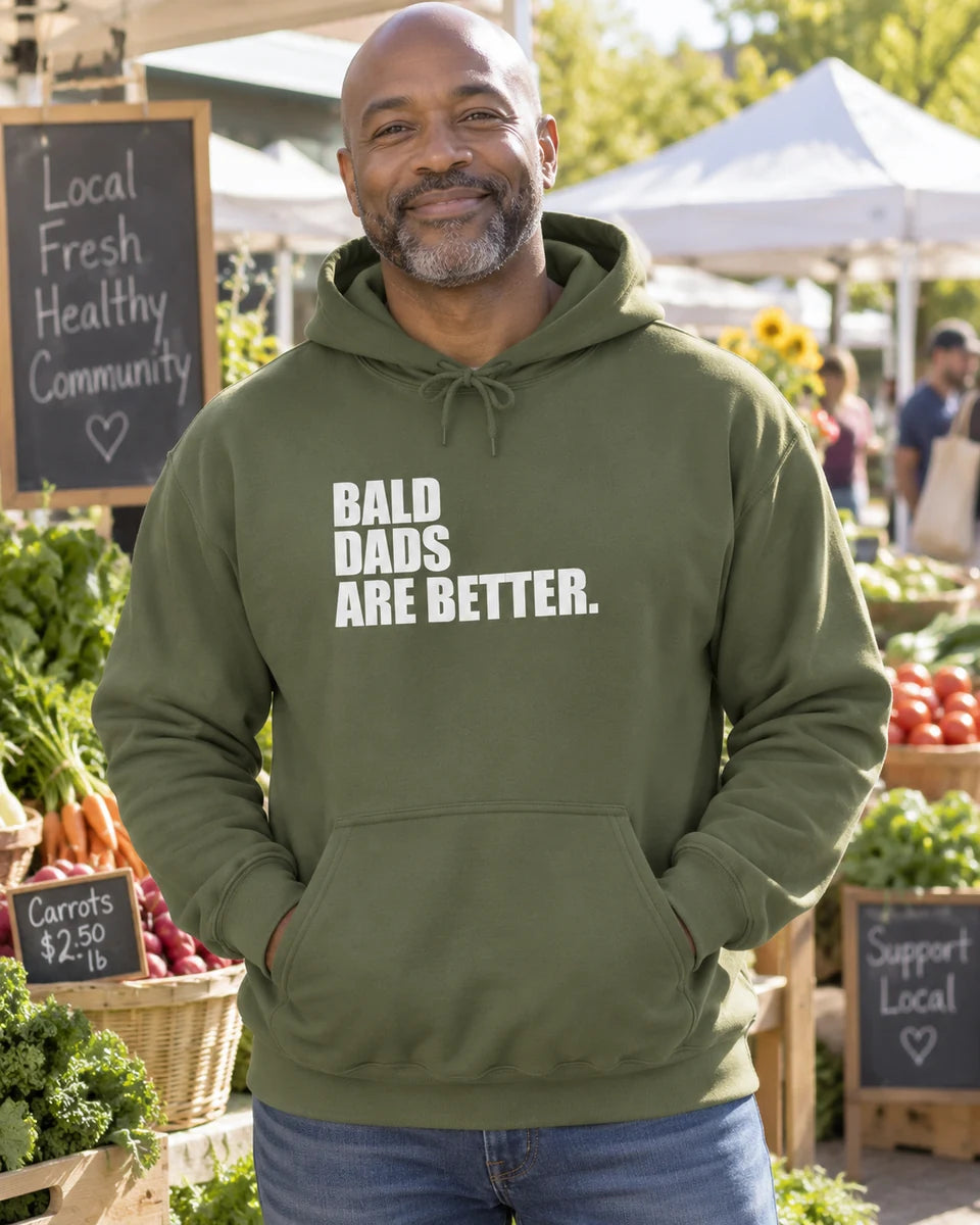 Bald Dads Are Better Unisex Pullover Hoodie — Military Green front