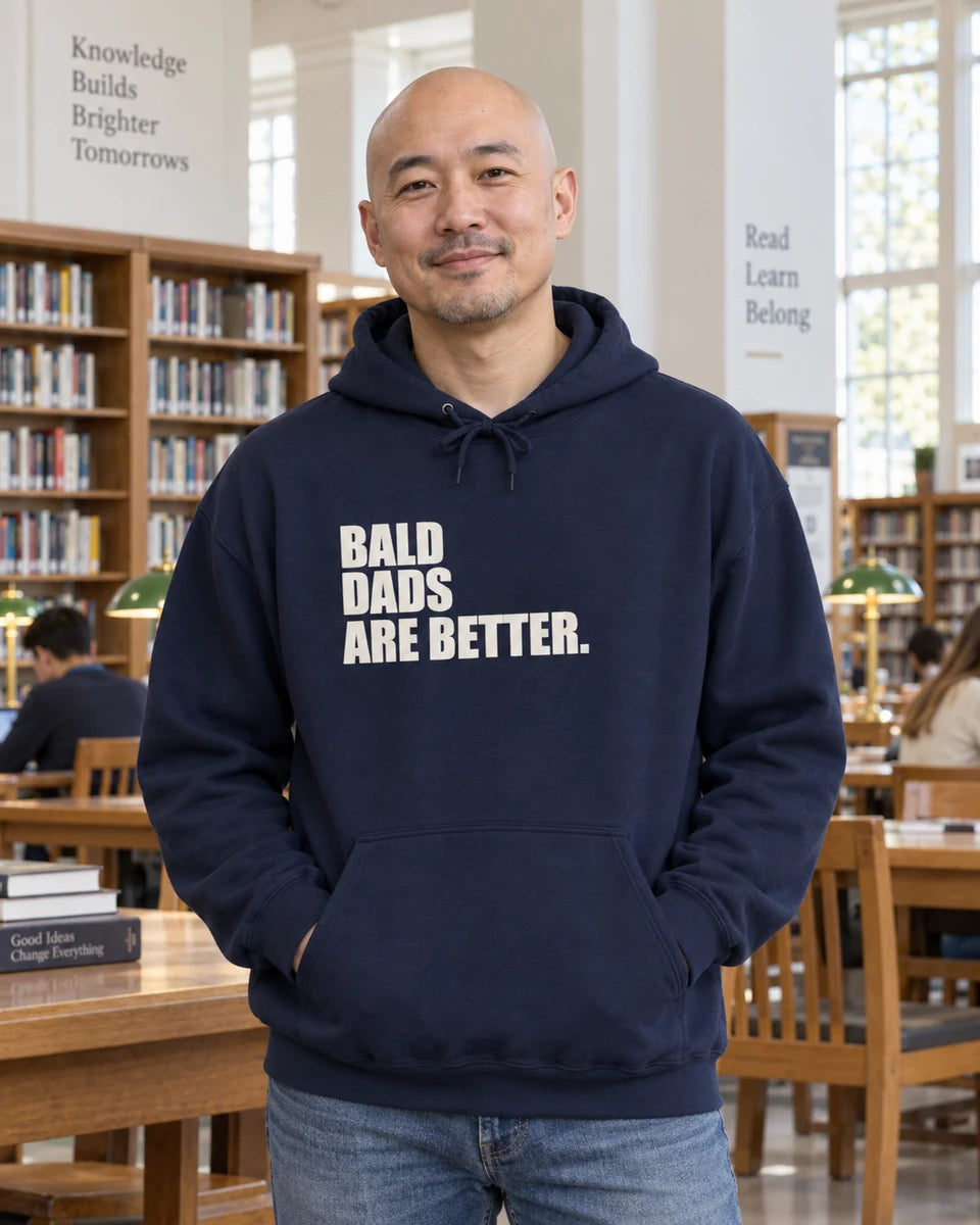 Bald Dads Are Better Unisex Pullover Hoodie — Navy front