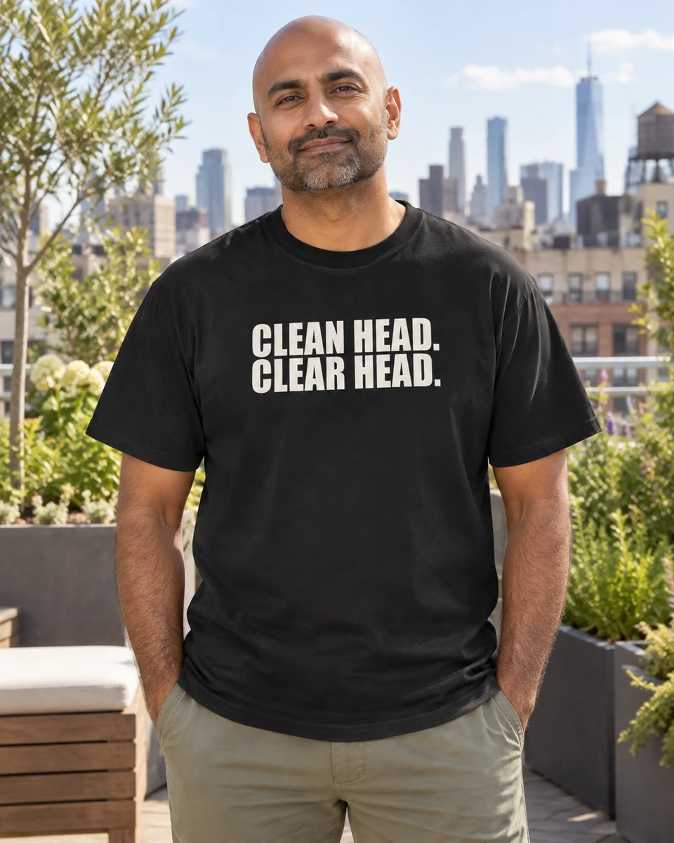 Clean Head Clear Head Unisex Heavyweight T-Shirt — Black front