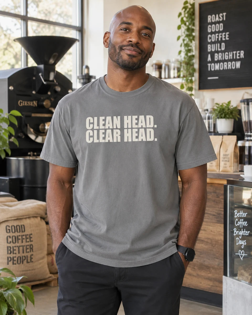 Clean Head Clear Head Unisex Heavyweight T-Shirt — Grey front