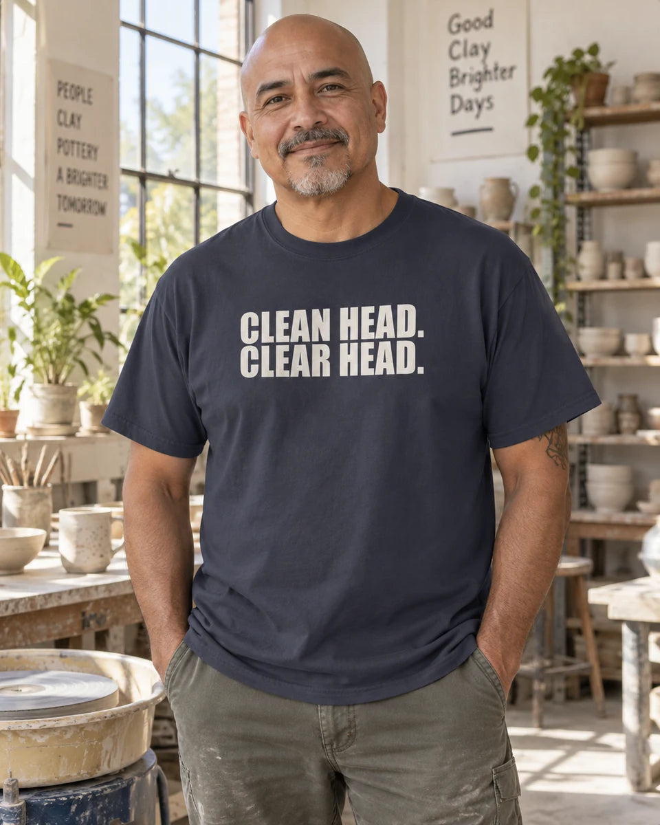 Clean Head Clear Head Unisex Heavyweight T-Shirt — Navy front