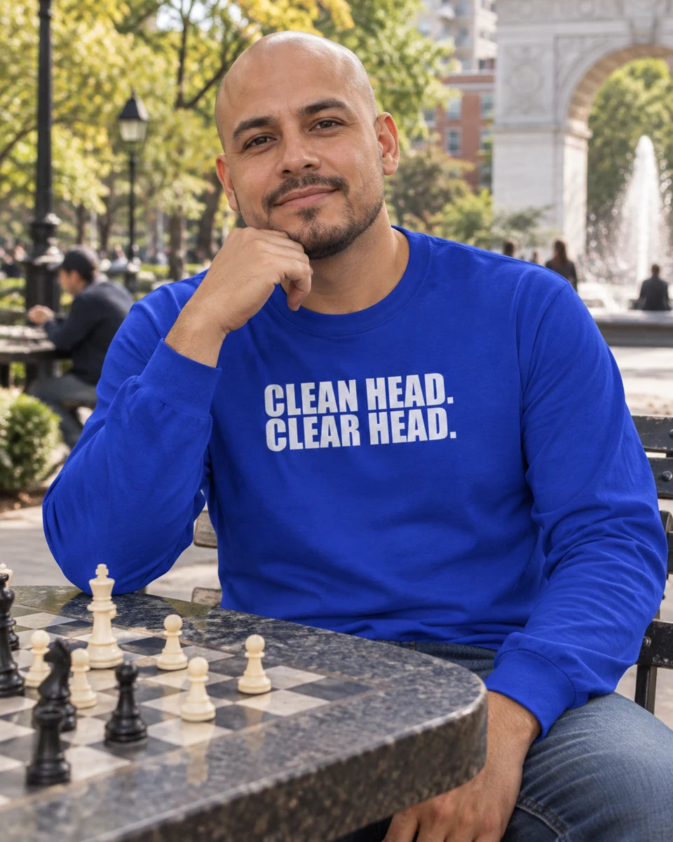 Clean Head Clear Head Unisex Long Sleeve T-Shirt — Royal front
