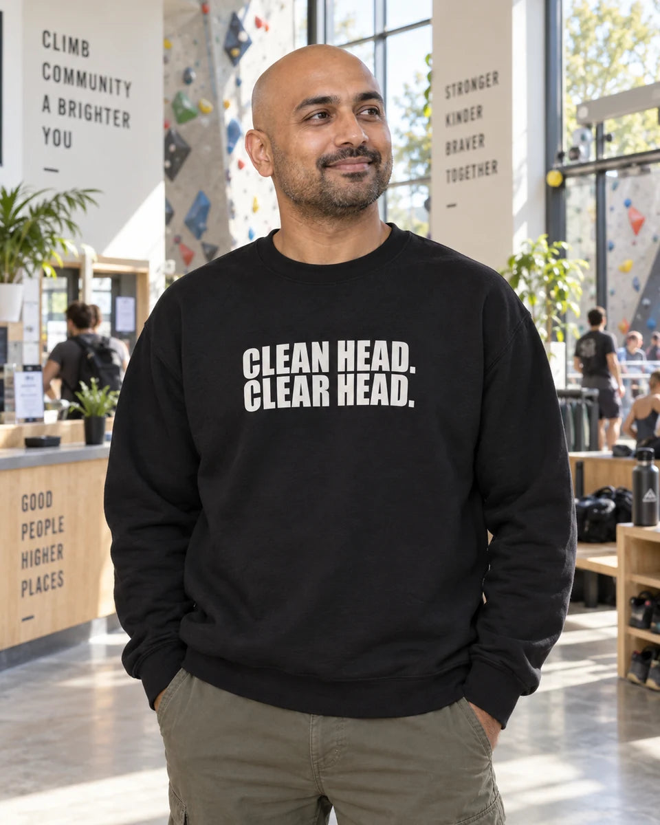 Clean Head Clear Head Unisex Crewneck Sweatshirt — Black front