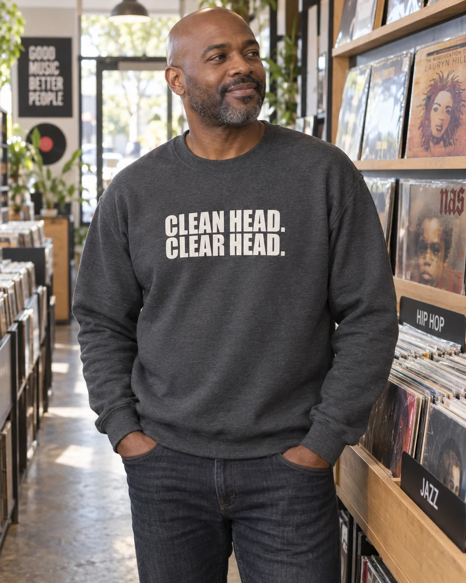Clean Head Clear Head Unisex Crewneck Sweatshirt — Dark Heather front