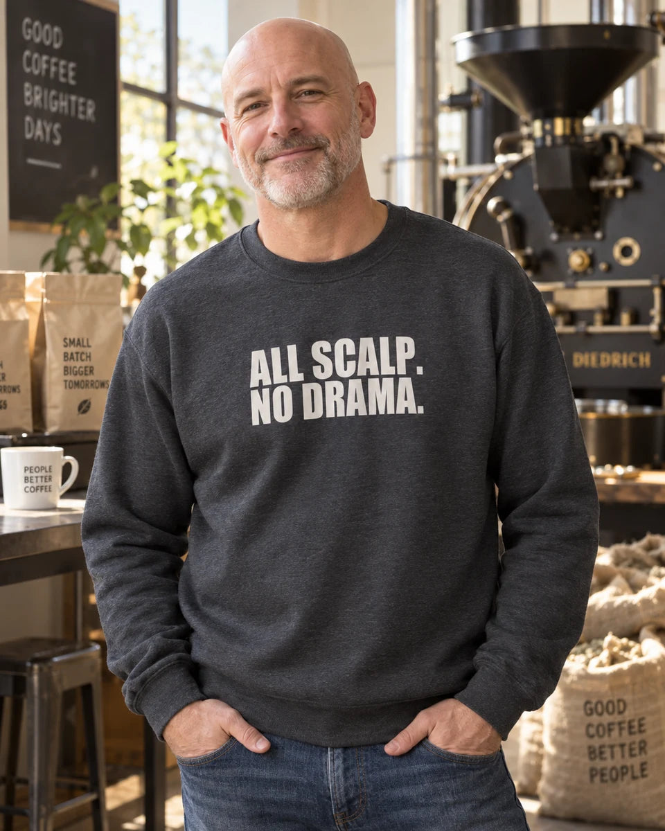 All Scalp No Drama Unisex Crewneck Sweatshirt — Dark Heather front