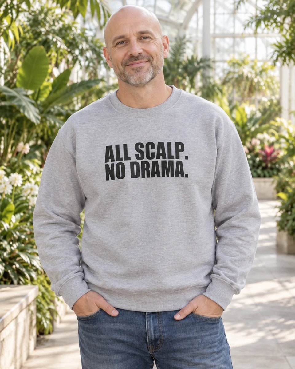 All Scalp No Drama Unisex Crewneck Sweatshirt — Sport Grey front