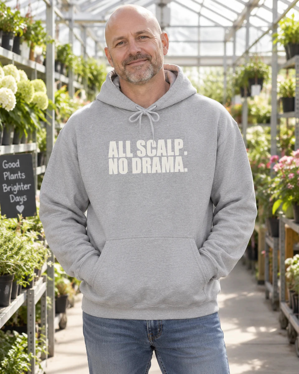 All Scalp No Drama Unisex Pullover Hoodie — Sport Grey front