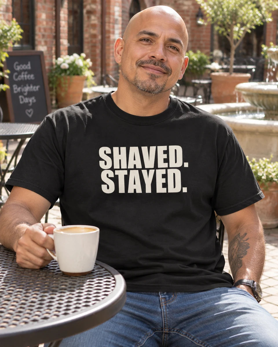 Shaved Stayed Unisex Heavyweight T-Shirt — Black front