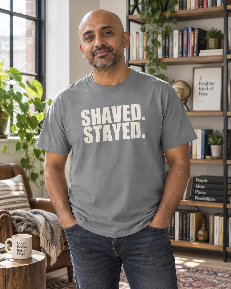 Shaved Stayed Unisex Heavyweight T-Shirt — Grey front