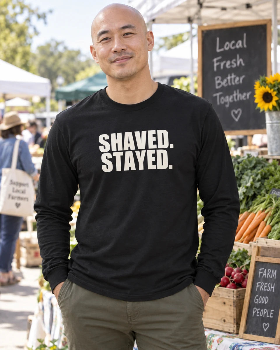 Shaved Stayed Unisex Long Sleeve T-Shirt — Black front