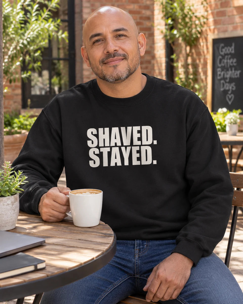Shaved Stayed Unisex Crewneck Sweatshirt — Black front