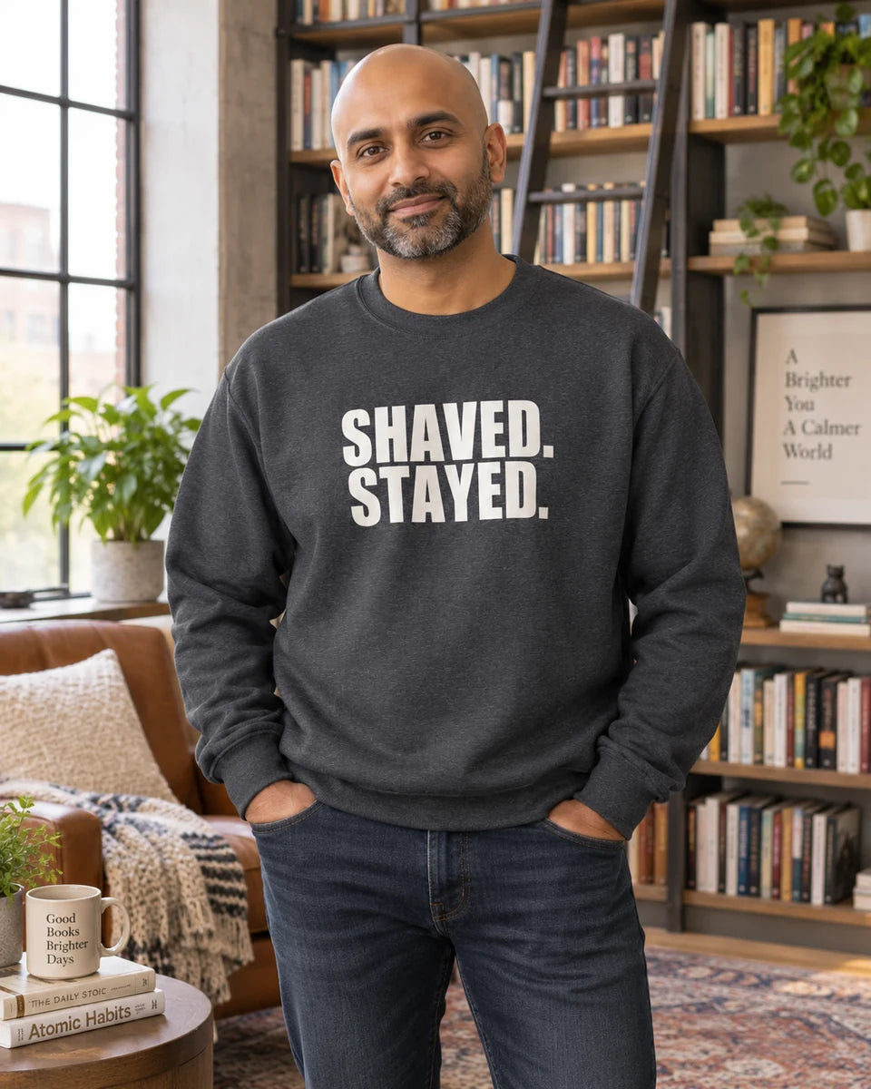 Shaved Stayed Unisex Crewneck Sweatshirt — Dark Heather front