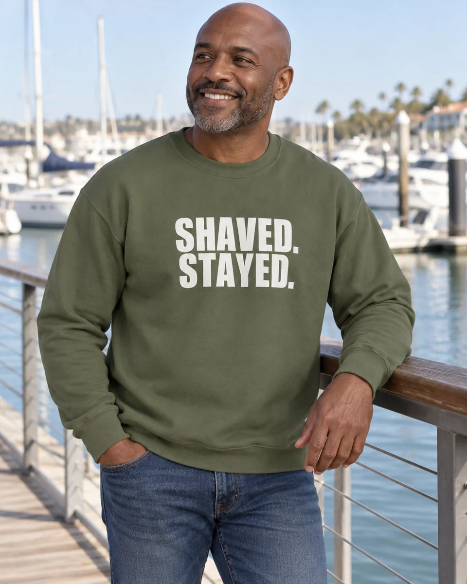 Shaved Stayed Unisex Crewneck Sweatshirt — Military Green front