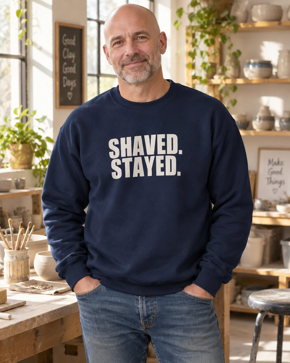 Shaved Stayed Unisex Crewneck Sweatshirt — Navy front