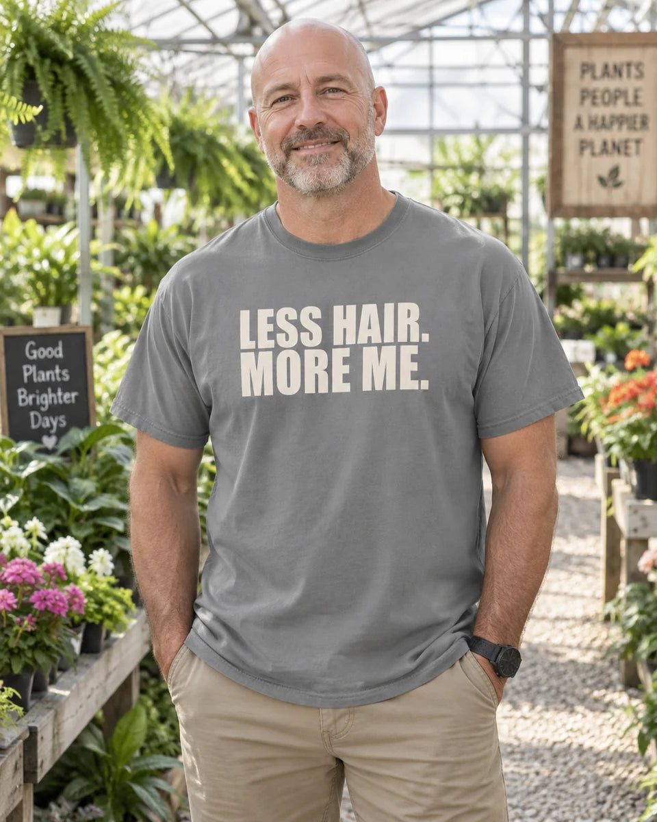 Less Hair More Me Unisex Heavyweight T-Shirt — Grey front