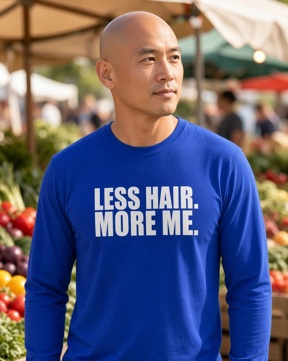 Less Hair More Me Unisex Long Sleeve T-Shirt — Royal front