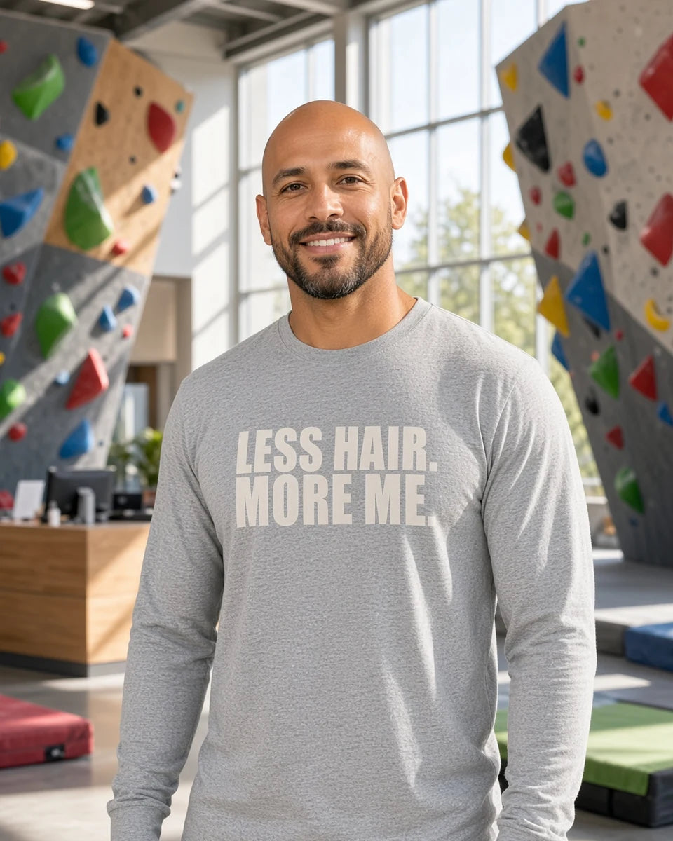Less Hair More Me Unisex Long Sleeve T-Shirt — Sport Grey front