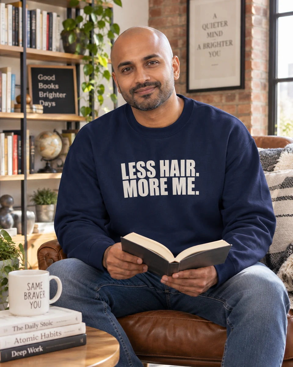 Less Hair More Me Unisex Crewneck Sweatshirt — Navy front