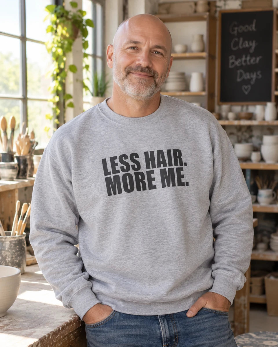 Less Hair More Me Unisex Crewneck Sweatshirt — Sport Grey front