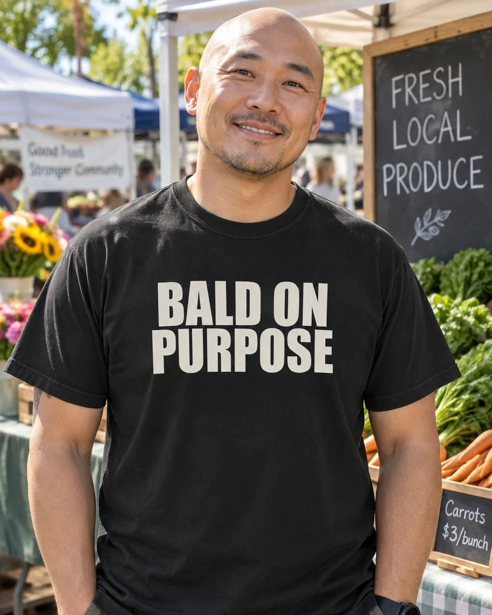 Bald On Purpose Unisex Heavyweight T-Shirt — Black front
