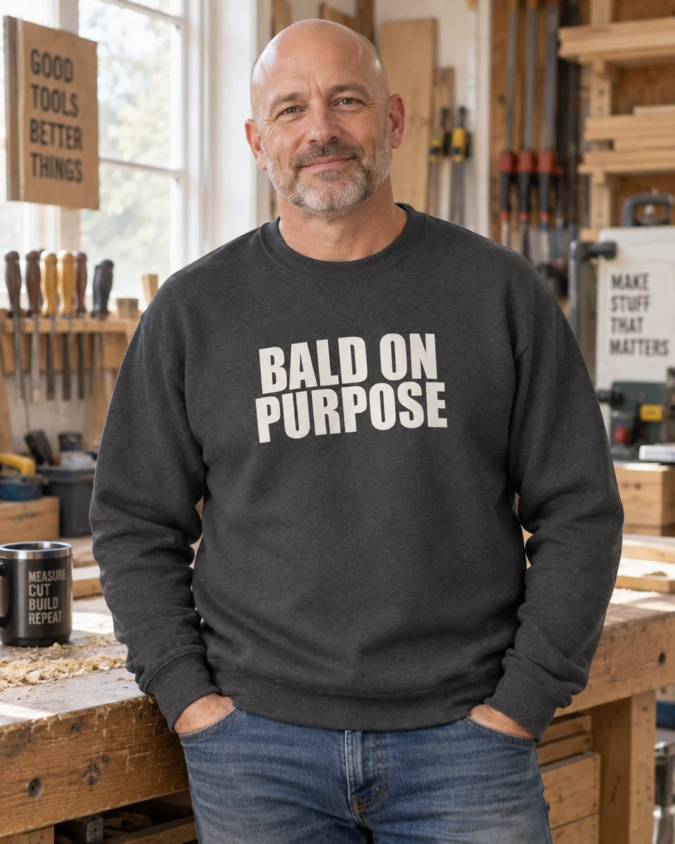 Bald On Purpose Unisex Crewneck Sweatshirt — Dark Heather front