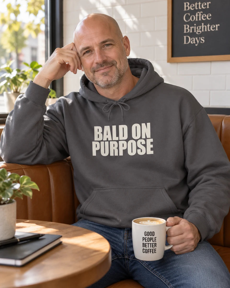 Bald On Purpose Unisex Pullover Hoodie — Charcoal front