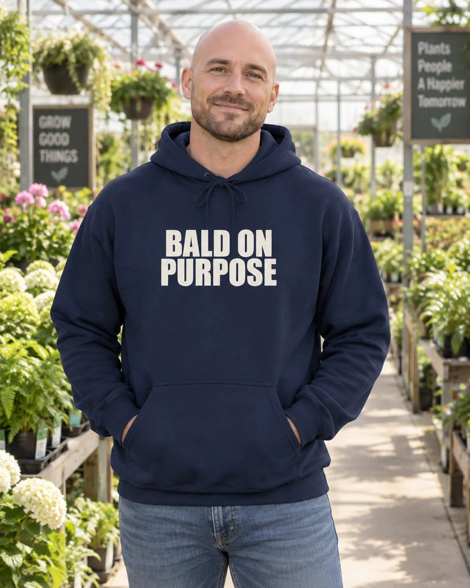 Bald On Purpose Unisex Pullover Hoodie — Navy front