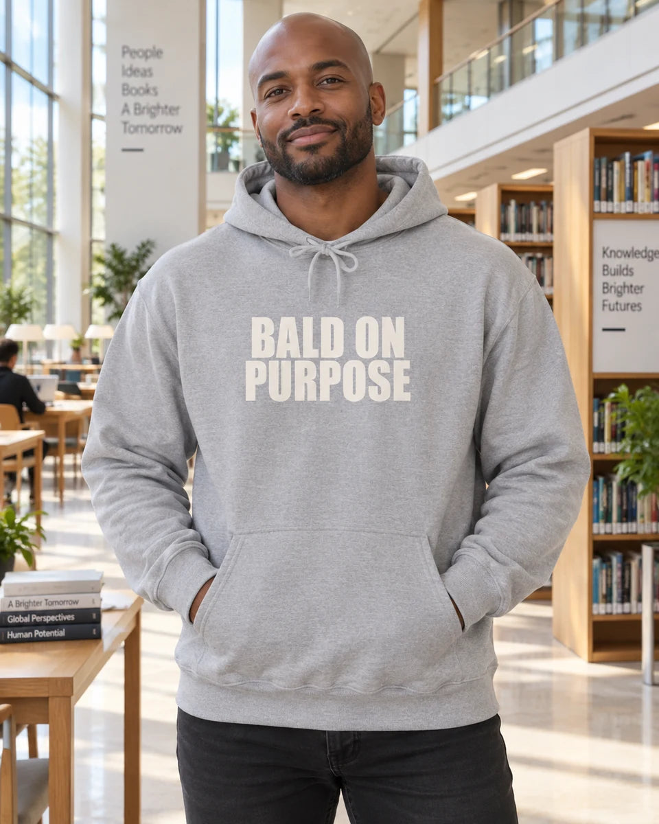 Bald On Purpose Unisex Pullover Hoodie — Sport Grey front