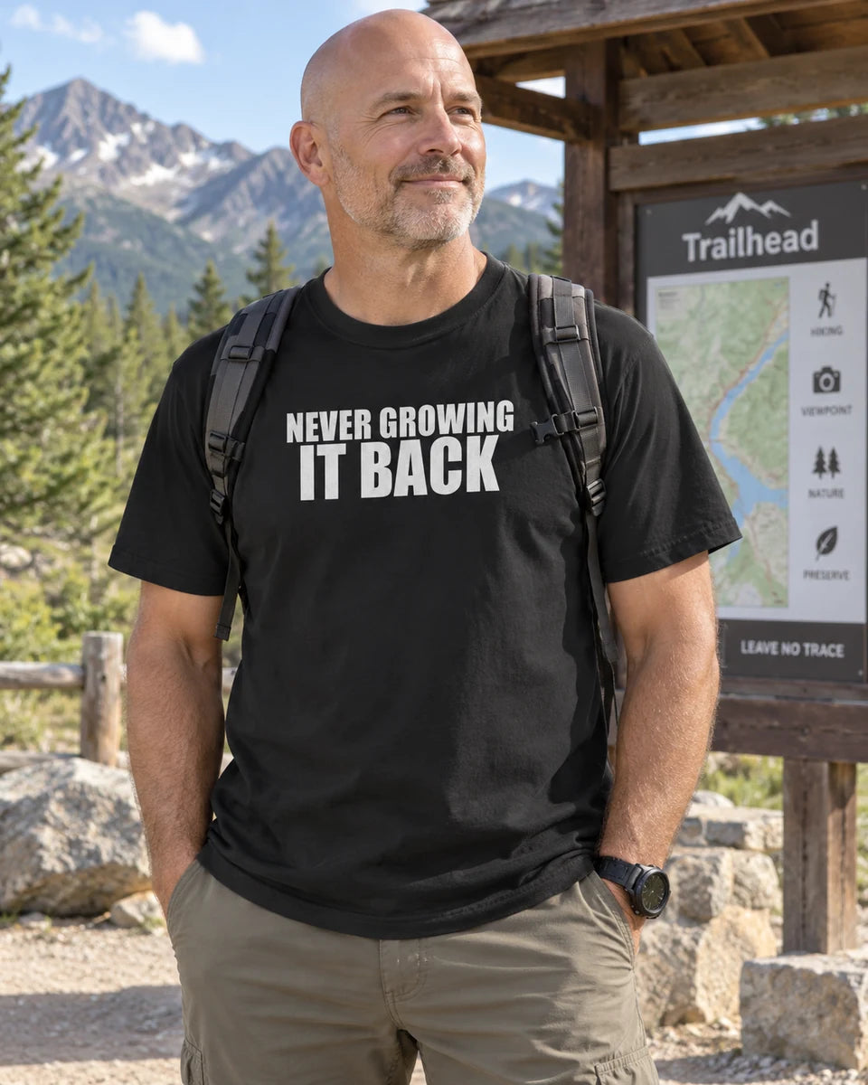Never Growing It Back Unisex Heavyweight T-Shirt — Black front