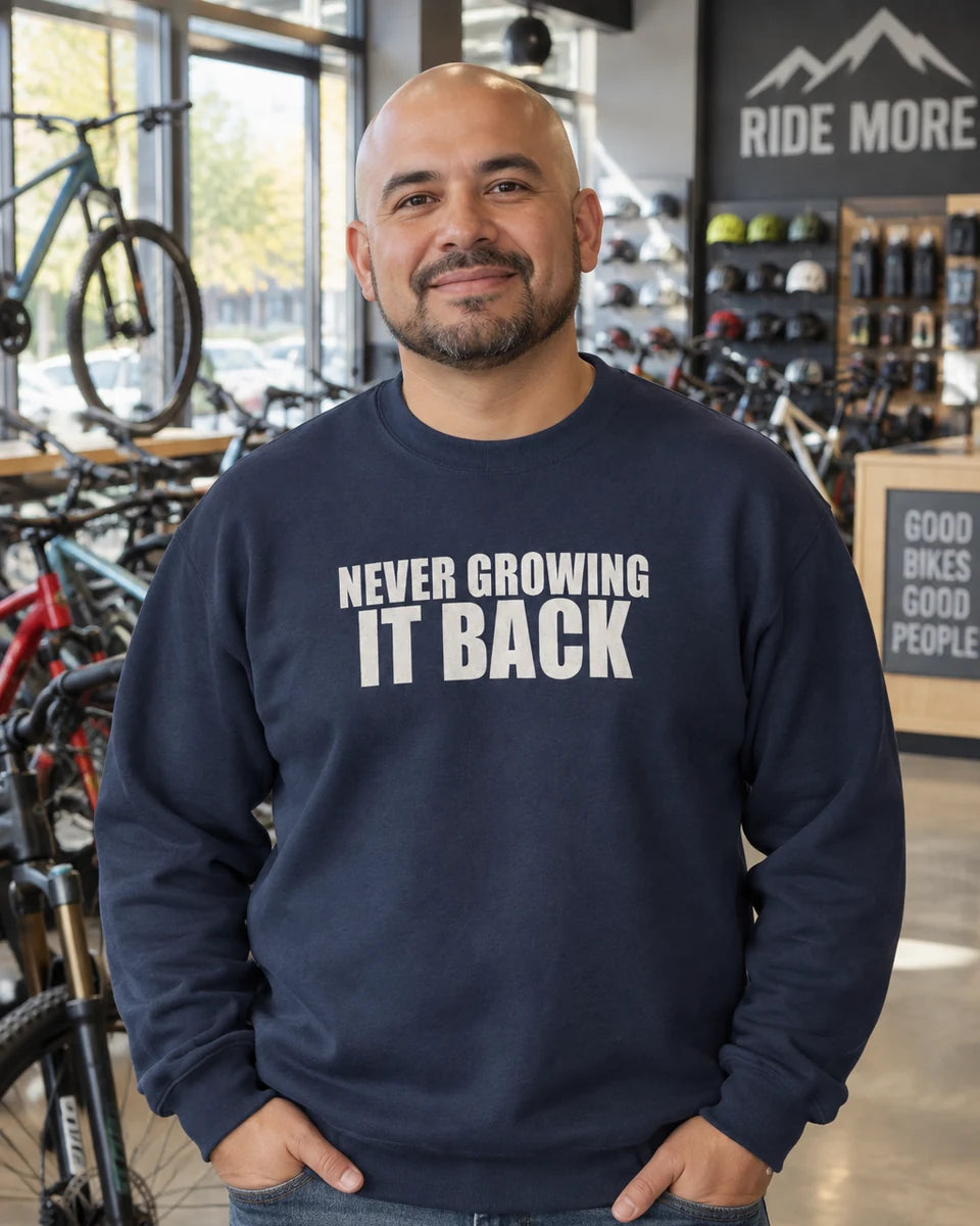 Never Growing It Back Unisex Crewneck Sweatshirt — Navy front